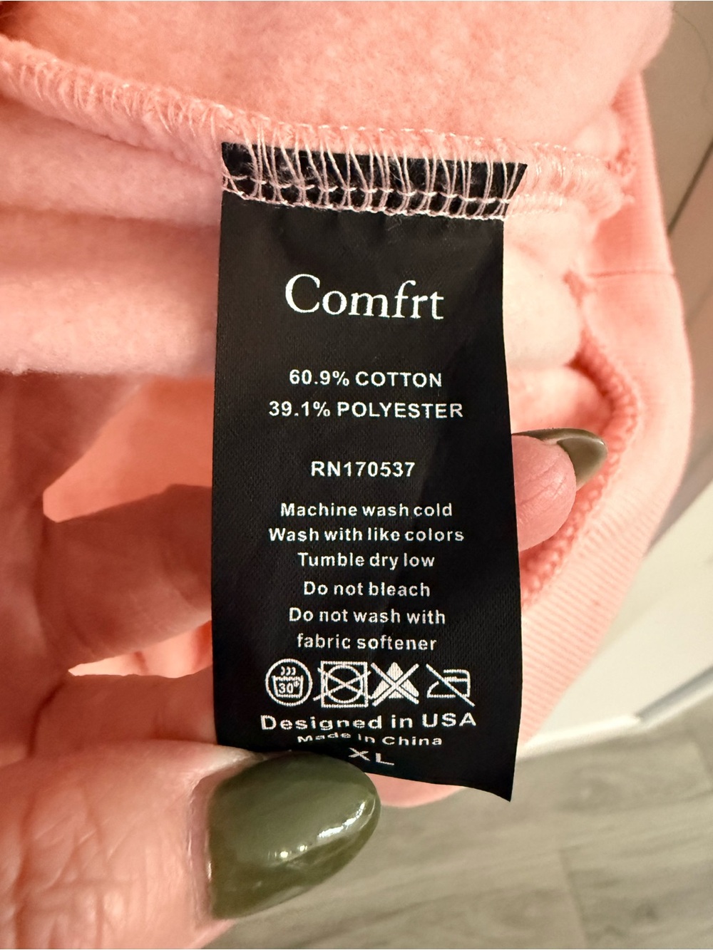 Comfrt Pastel Pink Hoodie Sweater Size XL - Picture 4 of 5